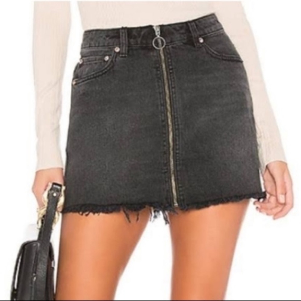 WE The Free Free People Zip It Up Denim Mini Skirt